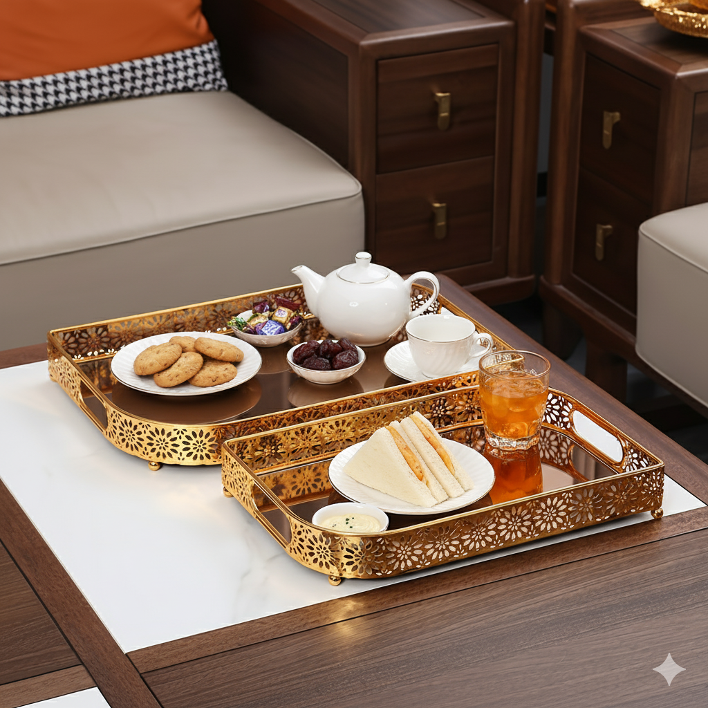 Luxury Golden Metal Tray