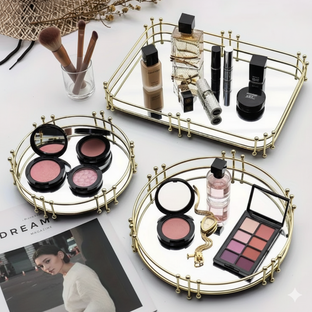 Modern Luxury Geometric Metal Jewelry Tray