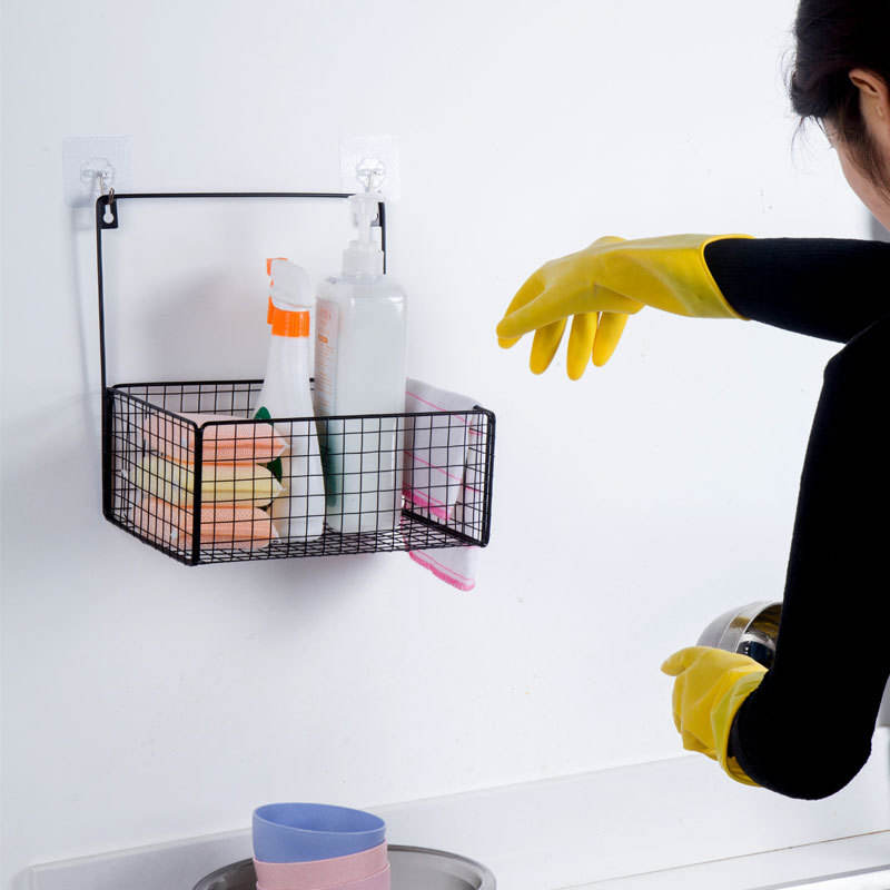 Wall Mounted Multipurpose Metal Storage Basket | No-Drill Organizer