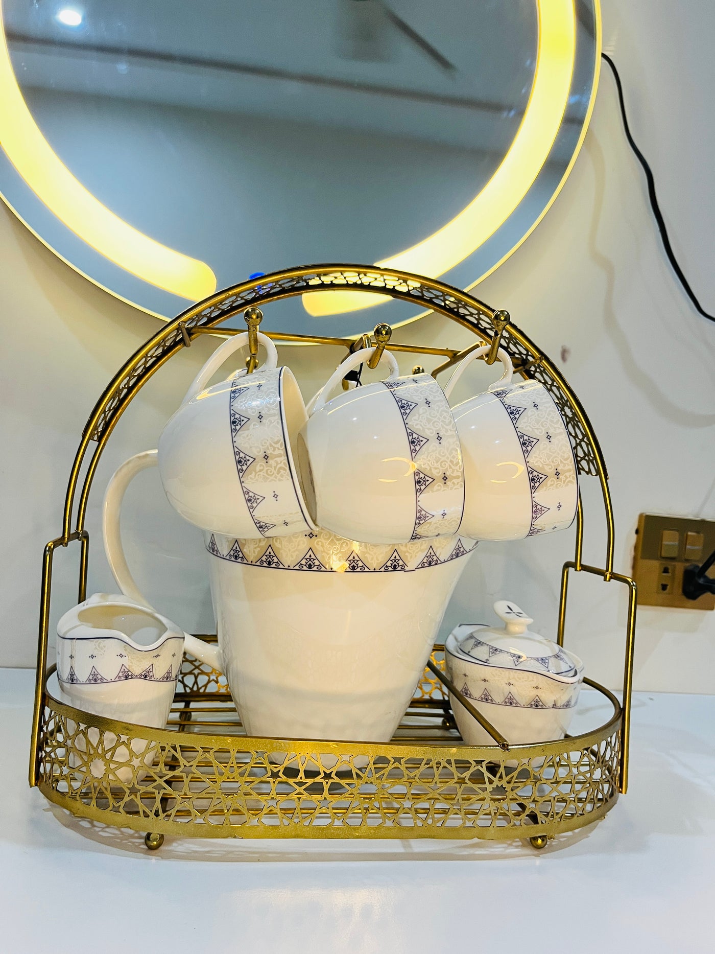 Wire Tea Set Project Elegant Gold Wire Tea Set Organizer Rack – Dekorzo