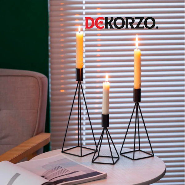 Vintage Wedding Table Decoration Candlesticks 3 set , Black