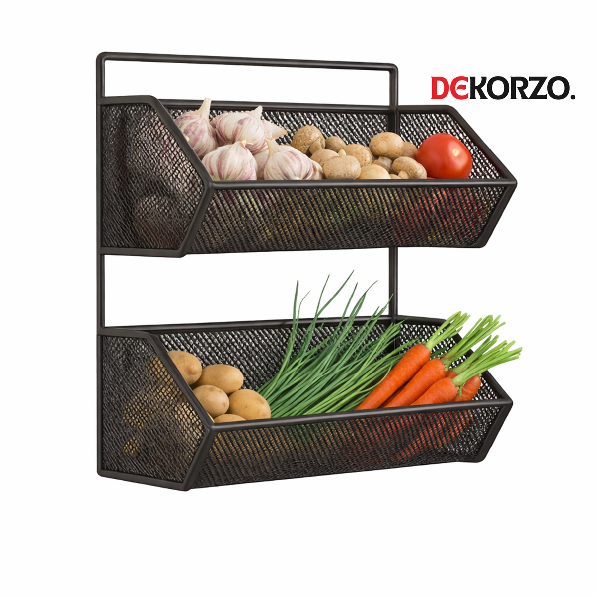2-Tier Metal Wall Hanging Basket for Kitchen