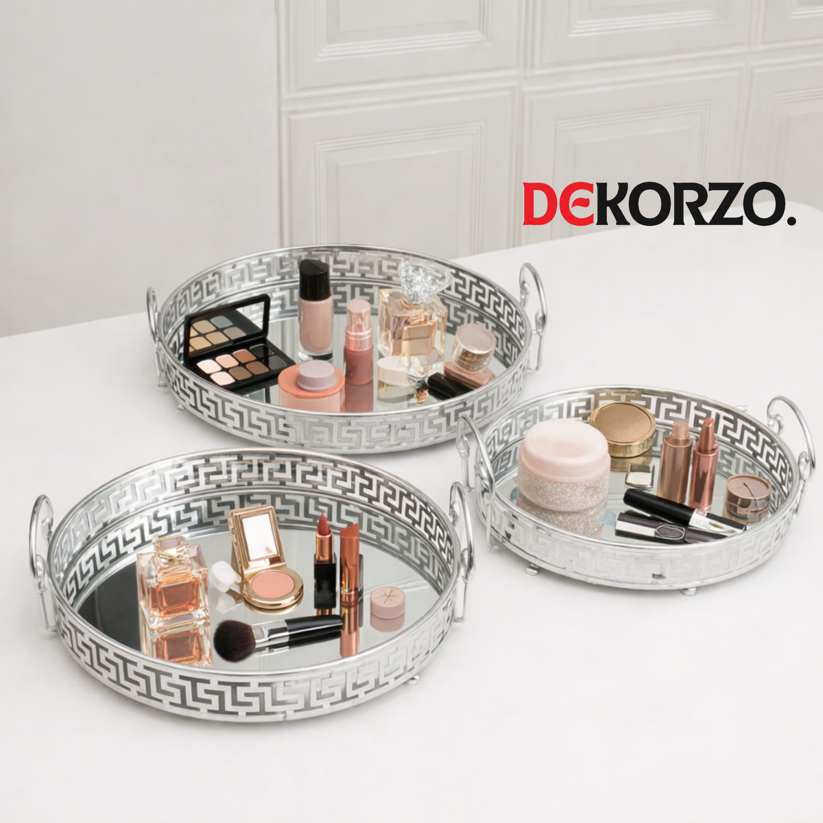 Glass Mirror Gold Luxury Storage Display Tray