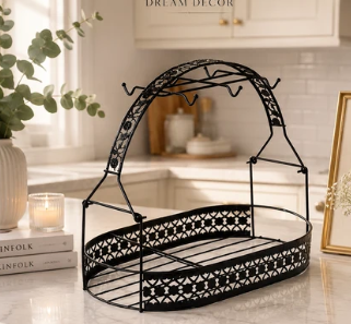Metal Tea Cup & Organizer Rack – Stand Only (Crockery Not Included) | Buy 1 Get 1 Free