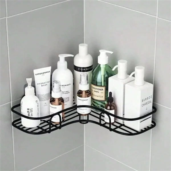 Triangular bathroom shelf for mounting on the wall