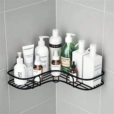 Triangular bathroom shelf for mounting on the wall