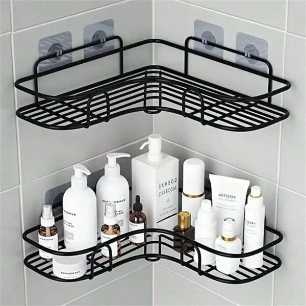 Triangular bathroom shelf for mounting on the wall