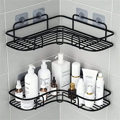 Triangular bathroom shelf for mounting on the wall