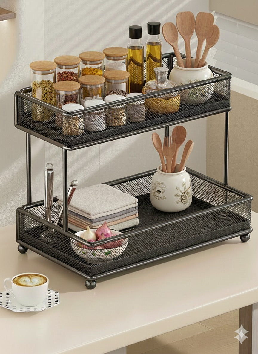 Metal Mesh Makeup & Countertop Organizer
