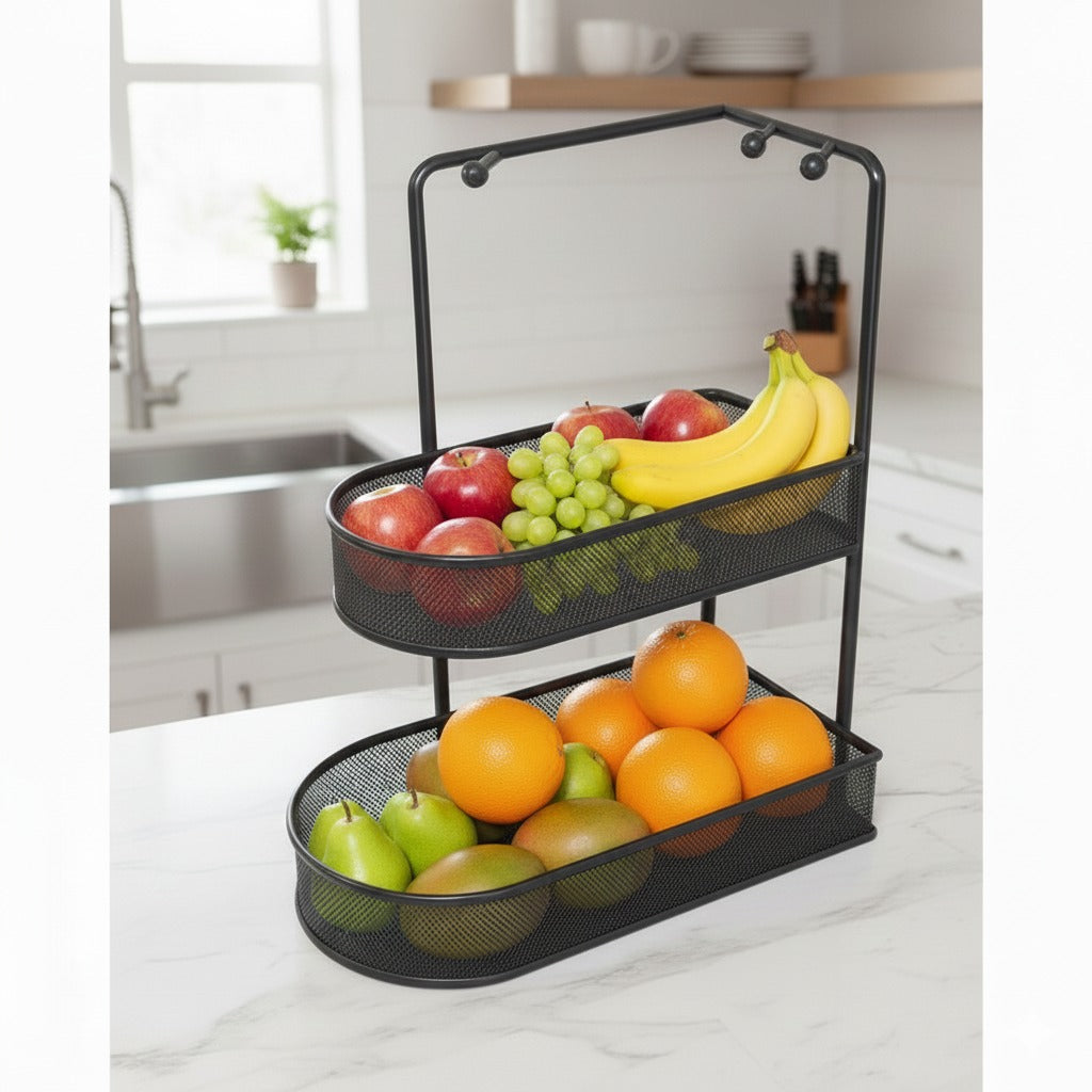 Mesh Vanity Organizer with Integrated Hooks