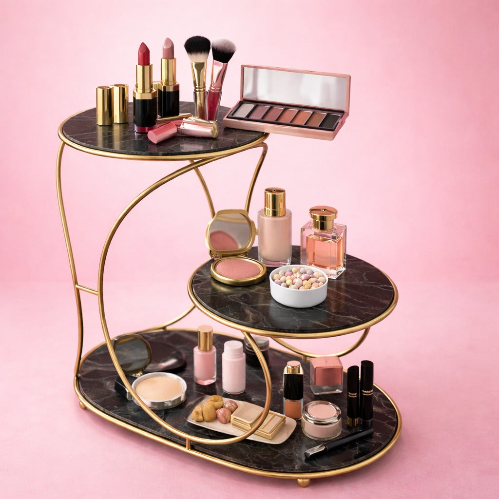 3-Tier Gold Makeup Organizer