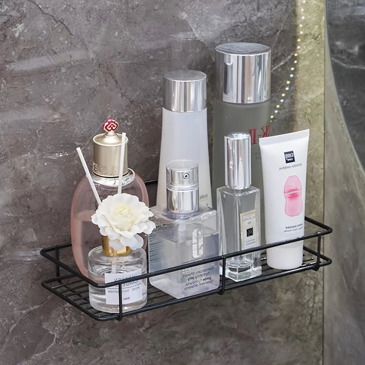 Bathroom Shelf, Bathroom Wall-mounted Square Storage Rack, Toilet Cosmetic Rack