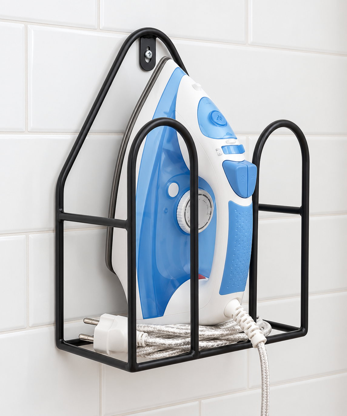 Black Metal Wall-Mounted Iron Holder