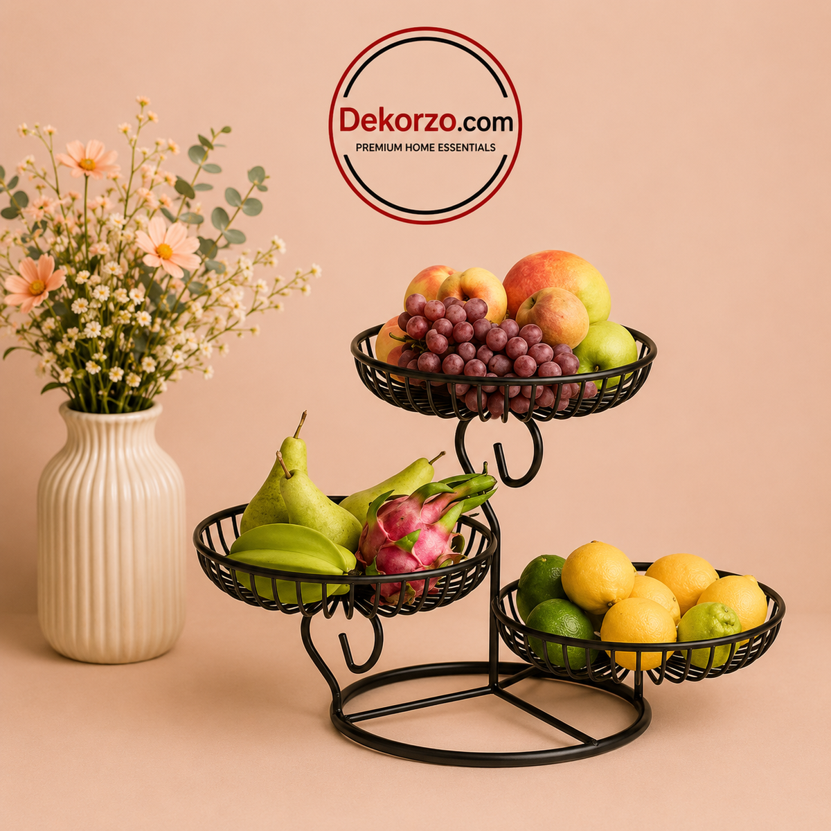 Elegant Multi-Tier Fruit and Snack Stand