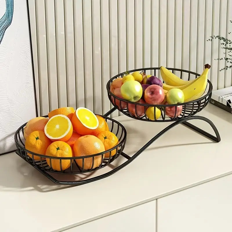 Round Metal Fruit Basket for Kitchen and table