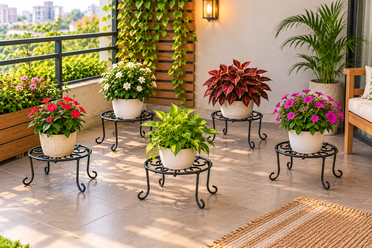 Decorative Black Metal Plant Stands – Scrollwork Iron Pot Holders