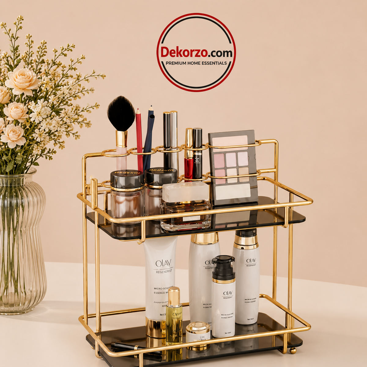 Bathroom Metal Makeup Storage Organizer