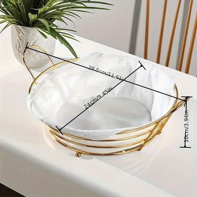 Stylish Gold Fruit Bowl for Kitchen, Iron Wire Fruit Storage Basket