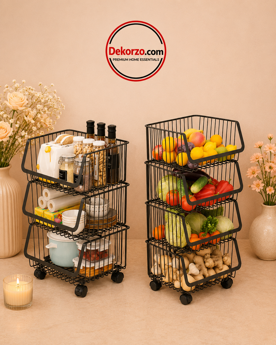 Kitchen Organizer Cart with Wheels