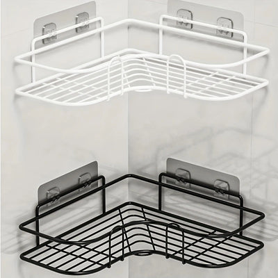 Triangular bathroom shelf for mounting on the wall