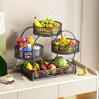 Heart-Shaped 3-Tier Metal Fruit Basket