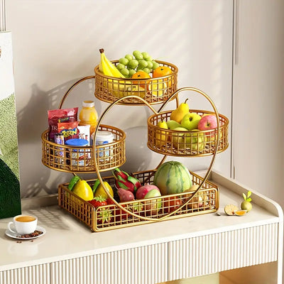 Heart-Shaped 3-Tier Metal Fruit Basket