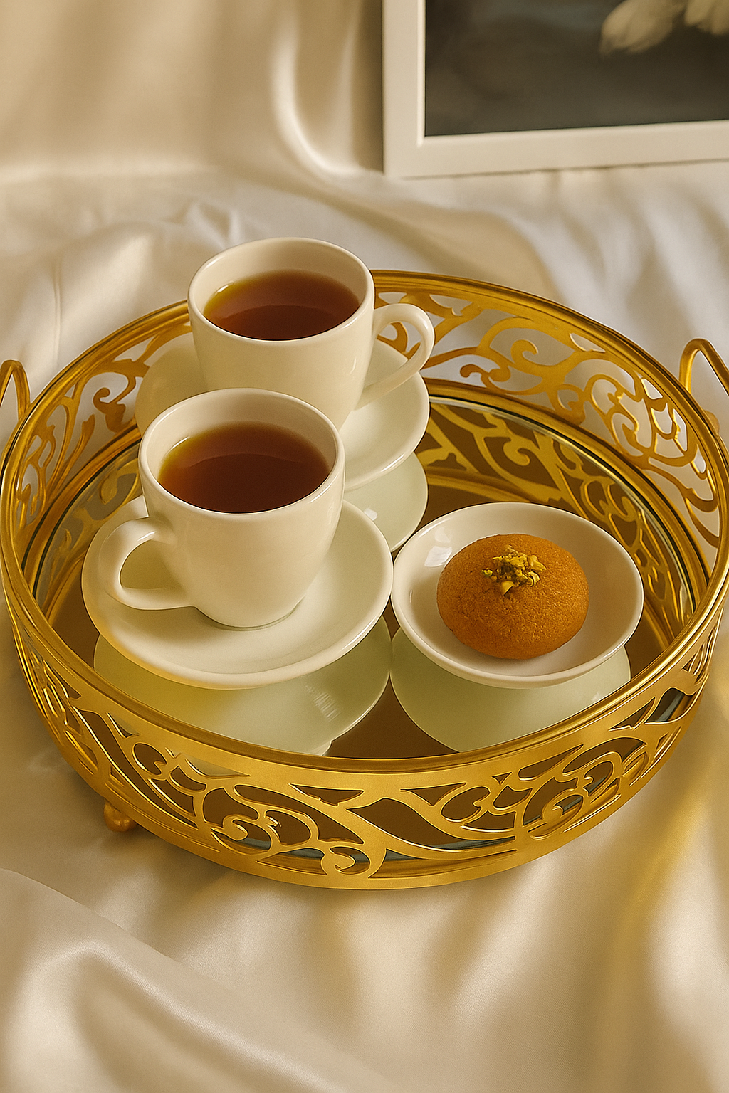 Glass Mirror Gold Luxury Storage Display Tray