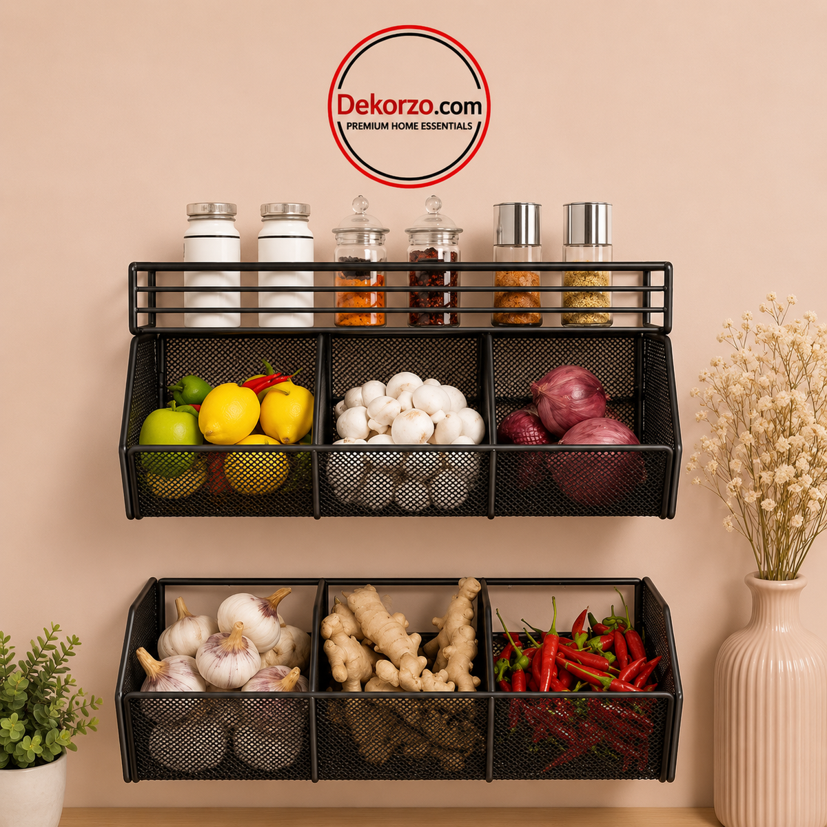 Multipurpose Vegetable and Fruit Storage Rack, for Kitchen