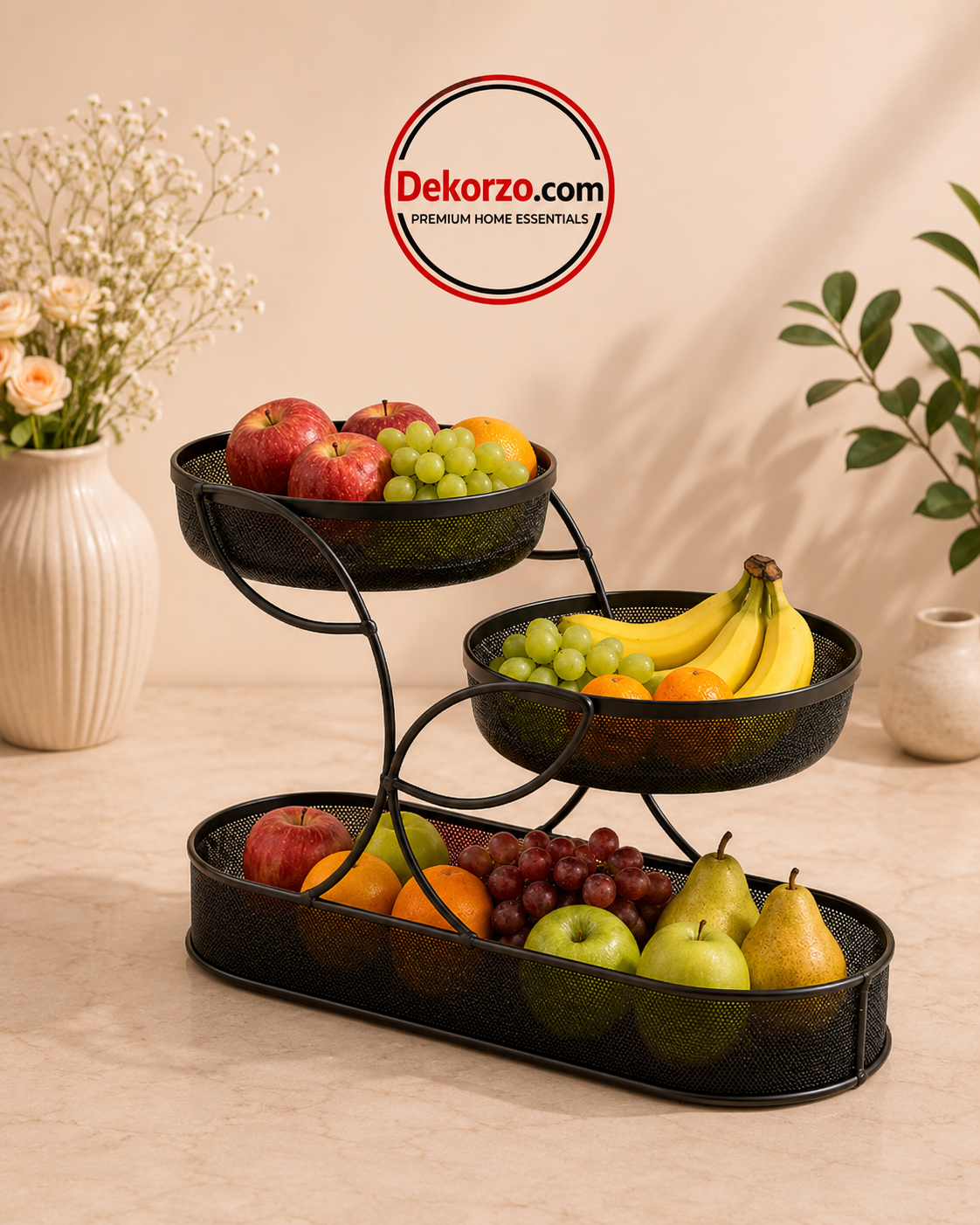 Kitchen Countertop Basket – Fruit & Vegetable Storage Organizer