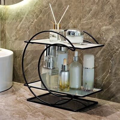 Luxury Golden Cosmetic & Skincare Organizer Rack – 2 Tier
