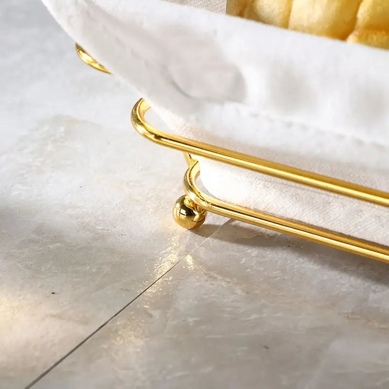 Stylish Gold Fruit Bowl for Kitchen, Iron Wire Fruit Storage Basket