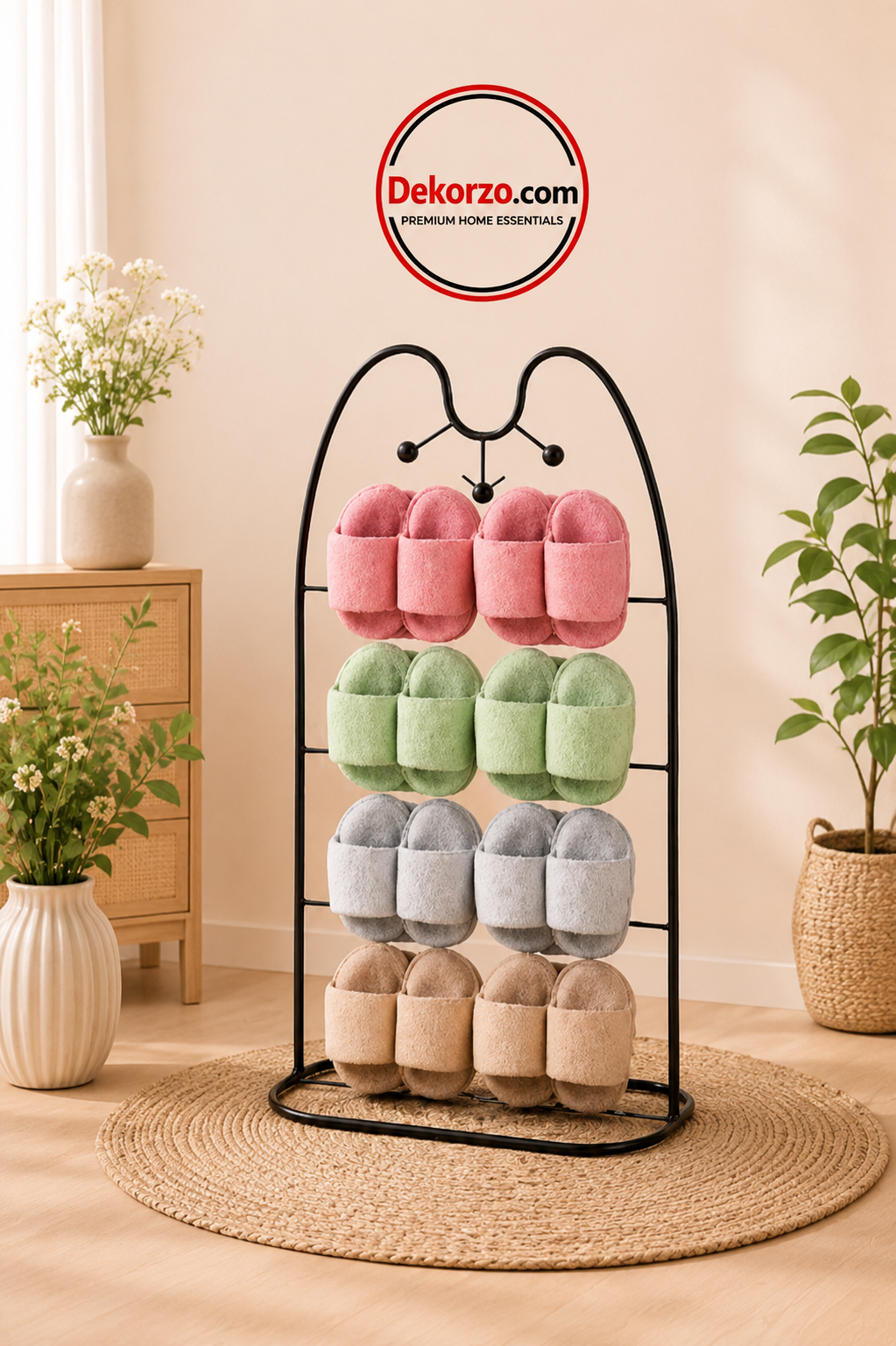 Luxury Bunny-Ear 5-Tier Metal Slipper Stand – Modern Entryway Shoe Organizer