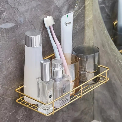 Bathroom Shelf, Bathroom Wall-mounted Square Storage Rack, Toilet Cosmetic Rack