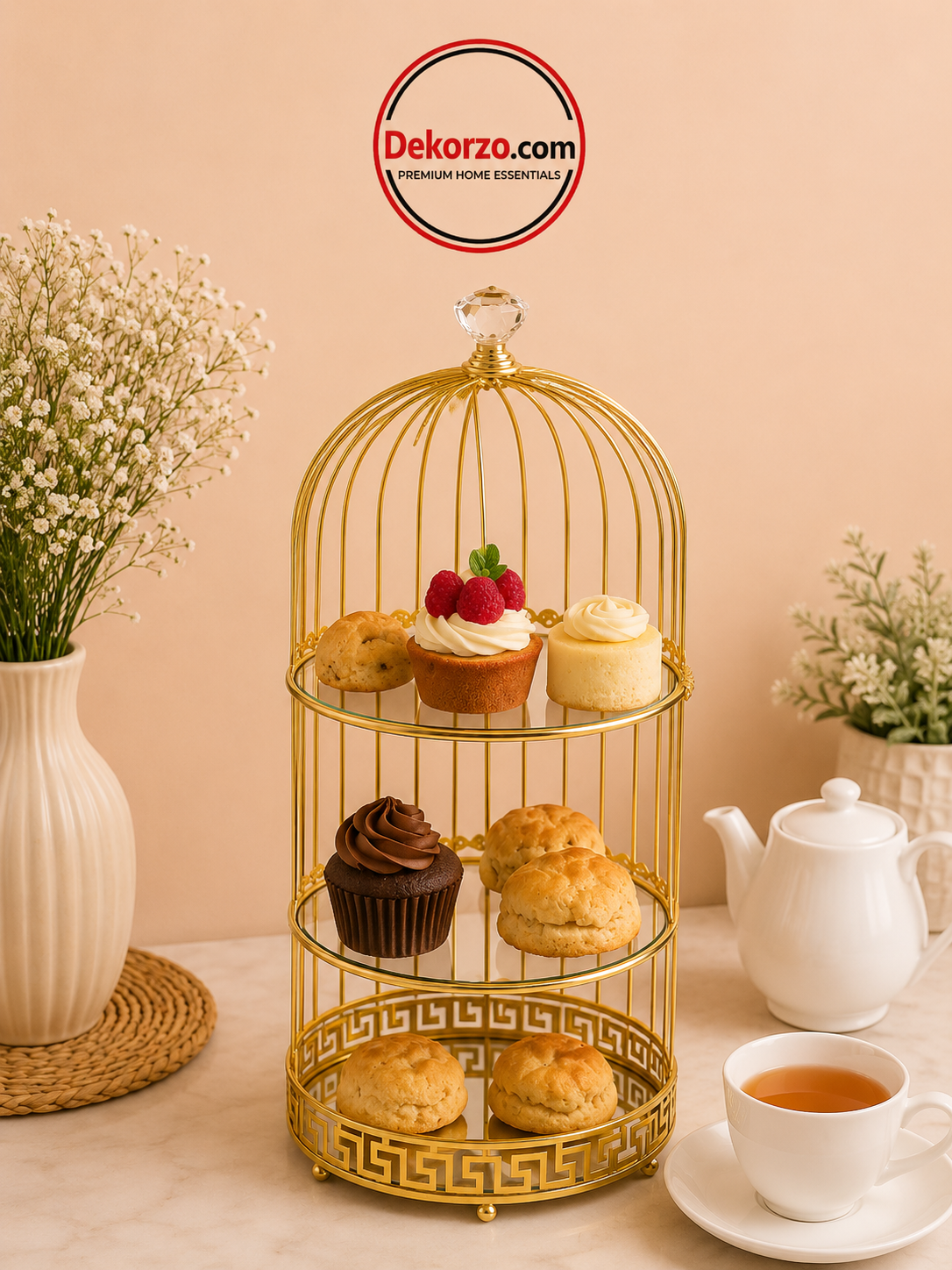 Makeup Organizer, Metal Bird Cage Shaped