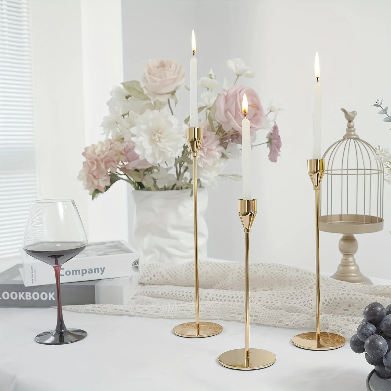 Elegant Golden Candle Holder Set