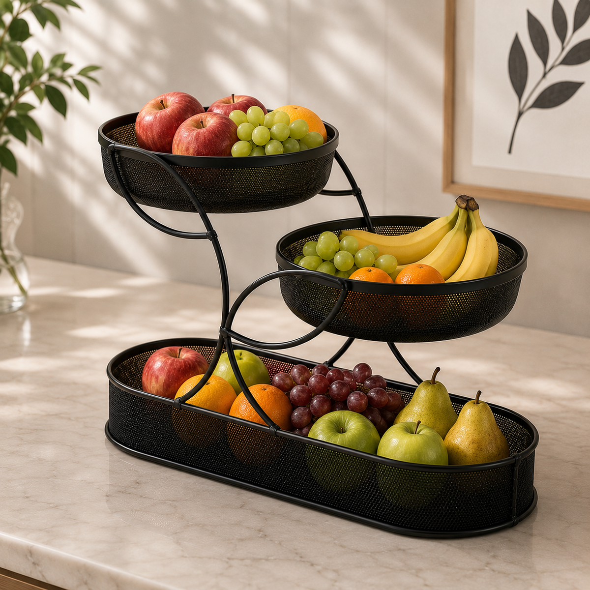 Kitchen Countertop Basket – Fruit & Vegetable Storage Organizer