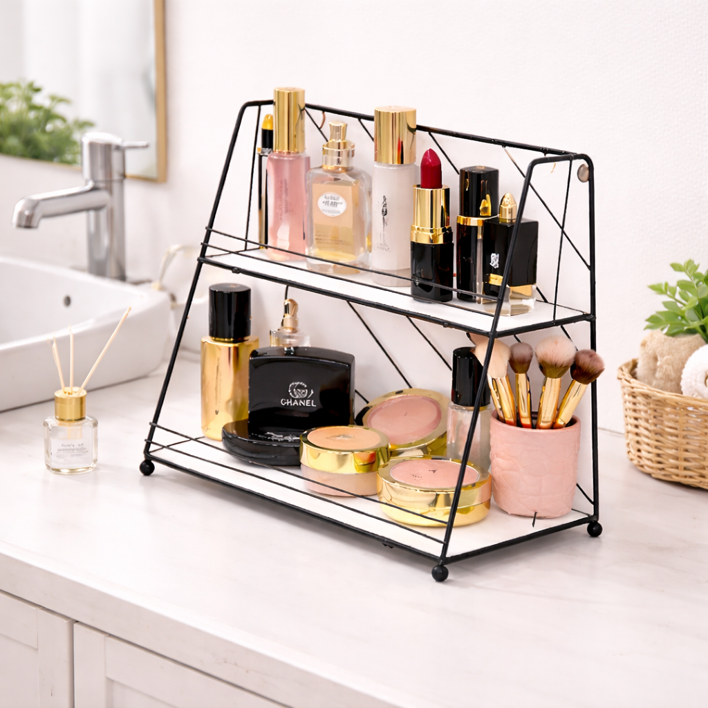 Gold Metal Cosmetic Storage Shelf