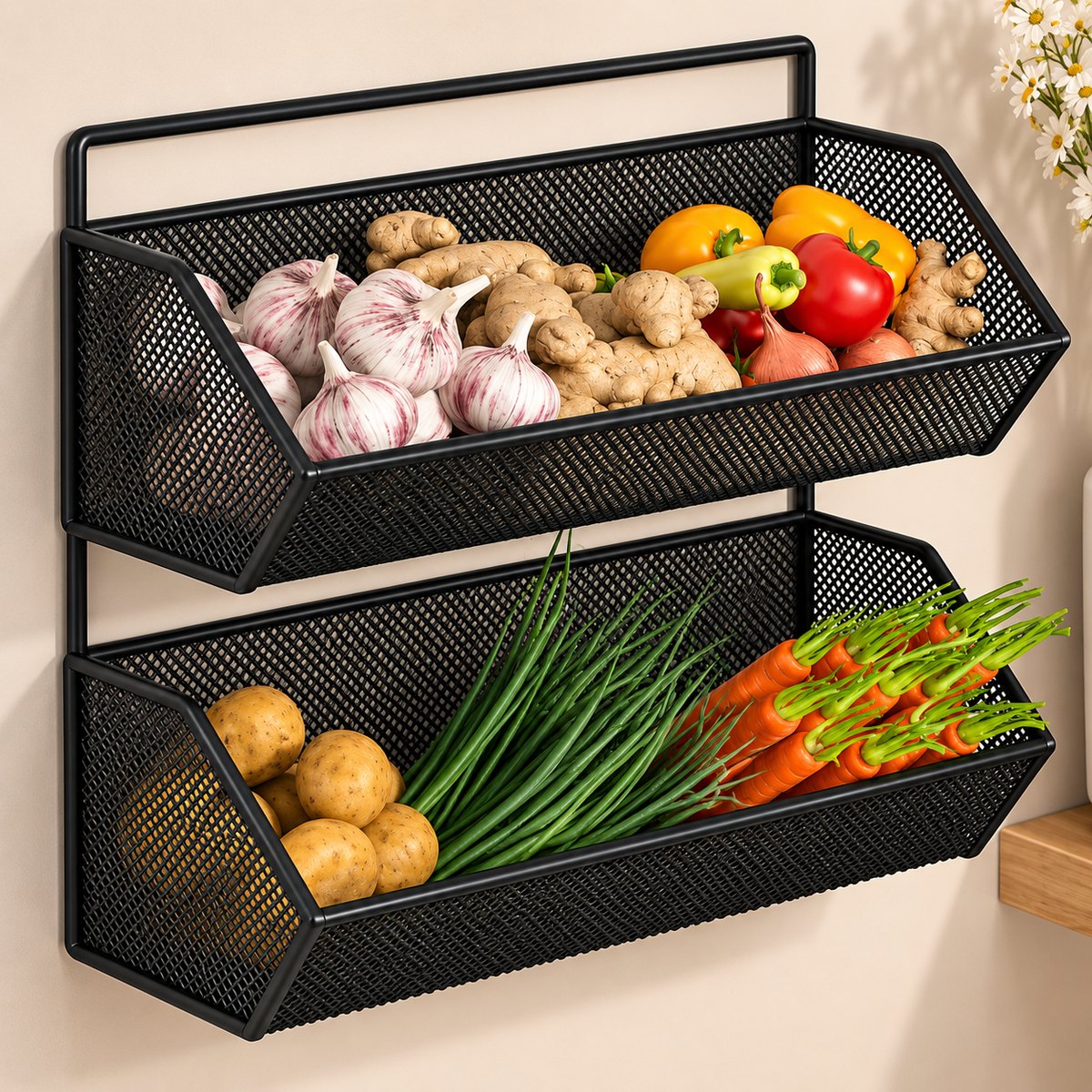 2-Tier Wall Spice Rack + Free Corner Rack | Dekorzo