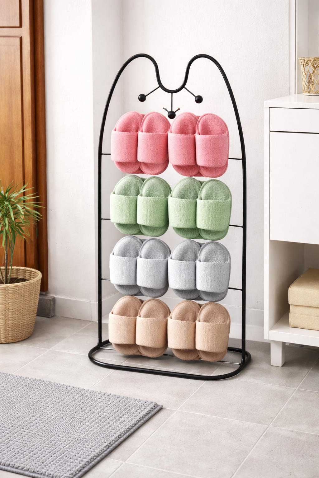 Luxury Bunny-Ear 5-Tier Metal Slipper Stand – Modern Entryway Shoe Organizer