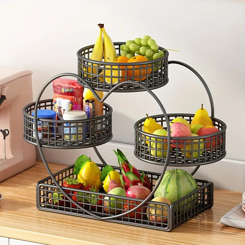 Heart-Shaped 3-Tier Metal Fruit Basket