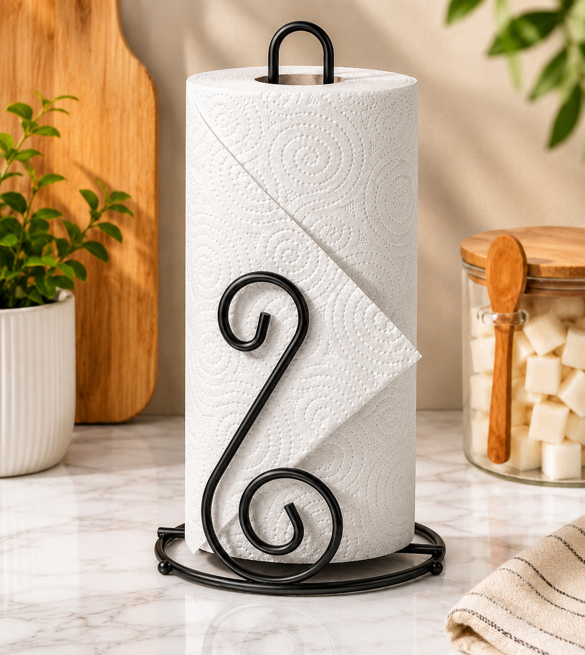 Elegant Spiral Metal Tissue Roll Holder