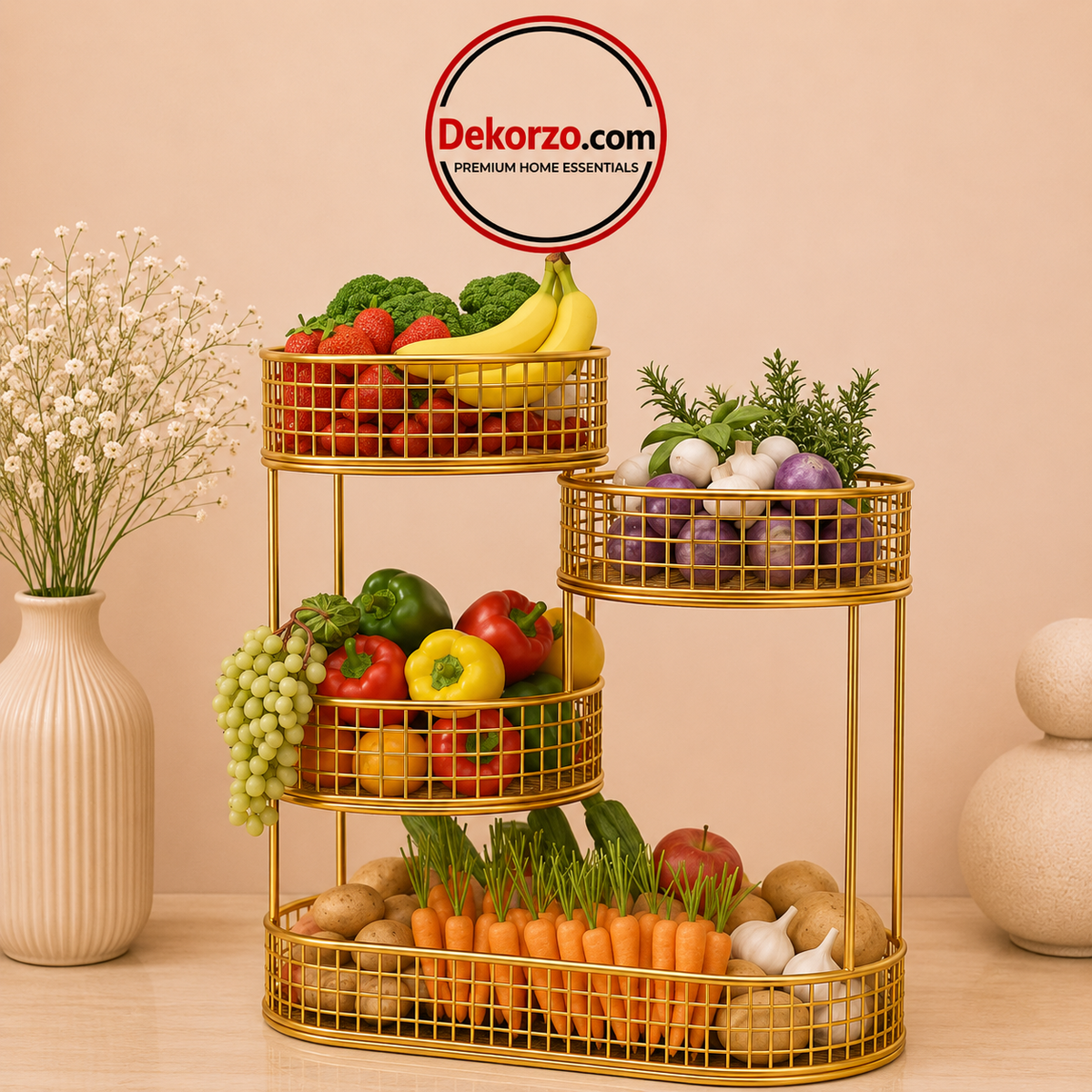 Fruit Basket Bowl Space Saver Stand