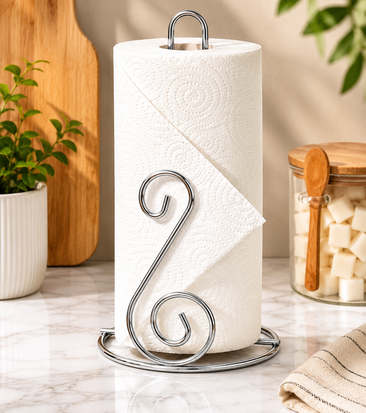 Elegant Spiral Metal Tissue Roll Holder