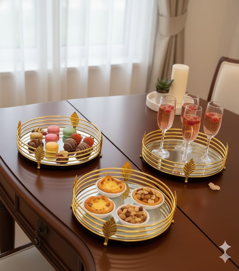 Premium Gold Mirrored Vanity Tray
